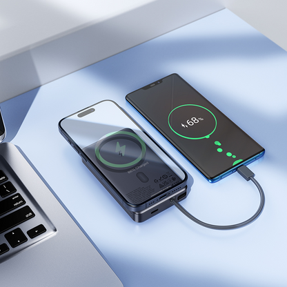 Baterie Externa Wireless HOCO Q44, 10000mAh, 20W, PD + FQI, 1 x QI - 2 x USB-C, Gri