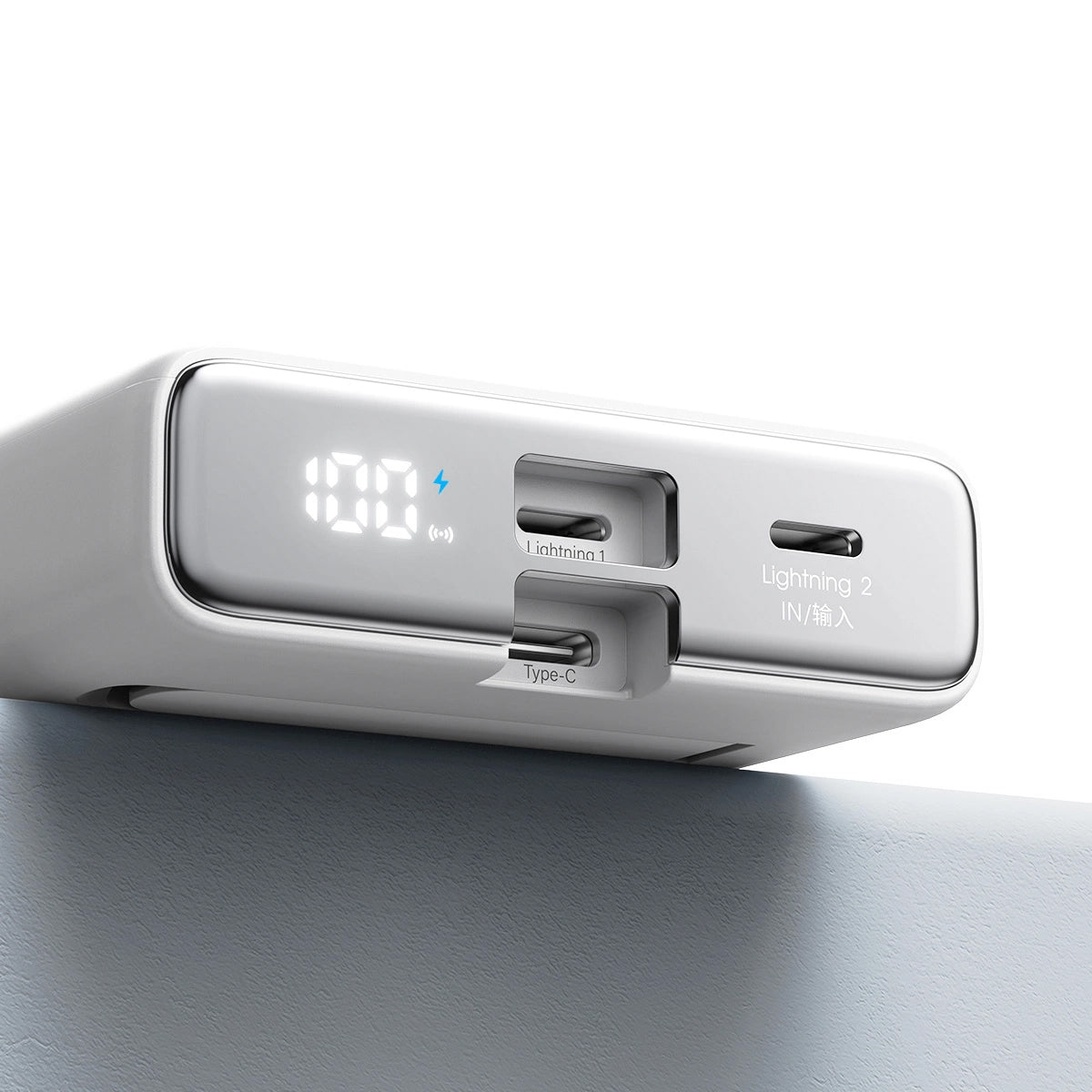 Baterie Externa Wireless Joyroom JR-PBM01, 10000mAh, 20W, QC + PD + FQI, 1 x Lightning - 1 x QI - 1 x USB-C, Alba