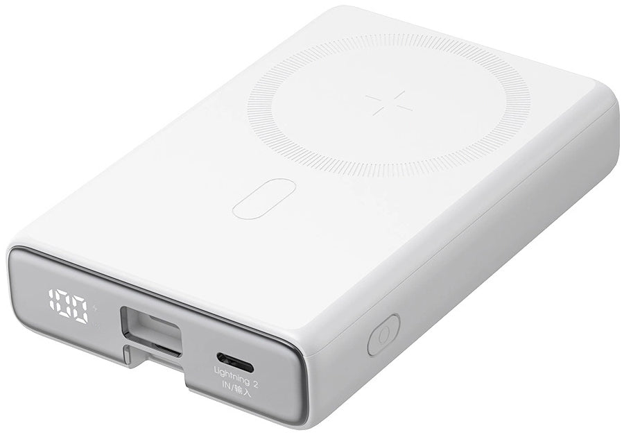 Baterie Externa Wireless Joyroom JR-PBM01, 10000mAh, 20W, QC + PD + FQI, 1 x Lightning - 1 x QI - 1 x USB-C, Alba
