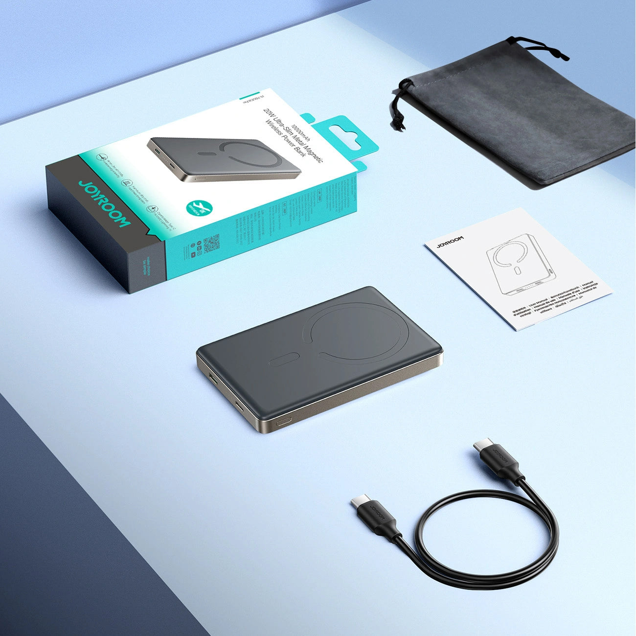 Baterie Externa Wireless Joyroom JR-PBM08 Pro, 10000mAh, 22.5W, PD + FQI, 1 x QI - 2 x USB-C, Bej