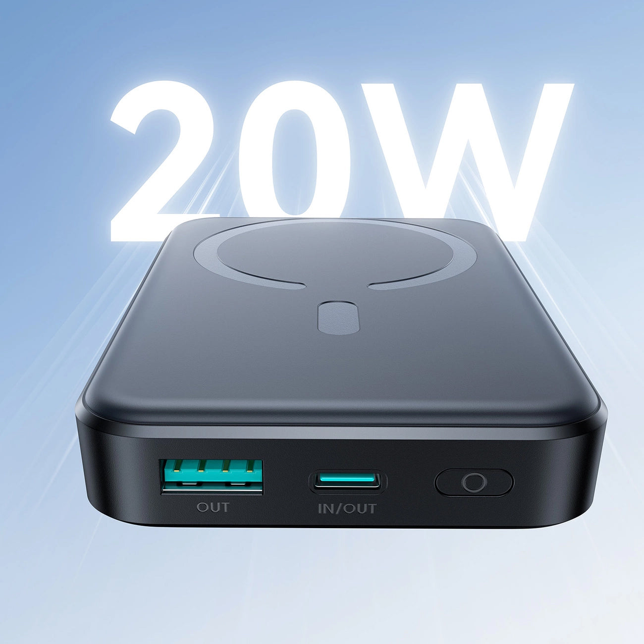 Baterie Externa Wireless Joyroom JR-W020, 10000mAh, 20W, QC + PD + FQI, 1 x QI - 1 x USB-A - 1 x USB-C, Neagra