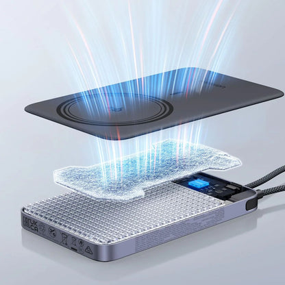 Baterie Externa Wireless UGREEN PB570 (75982B), 10000mAh, 30W, PD + FQI, 1 x QI - 2 x USB-C, Gri