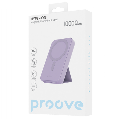 Baterie Externa Wireless Proove Hyperion, 10000mAh, 20W, PD + FQI, 1 x QI - 1 x USB-C, Mov