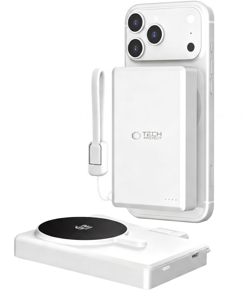 Baterie Externa Wireless Tech-Protect PB40 LifeMag, 10000mAh, 25W, PD + FQI, 1 x QI - 1 x USB-C, Argintie