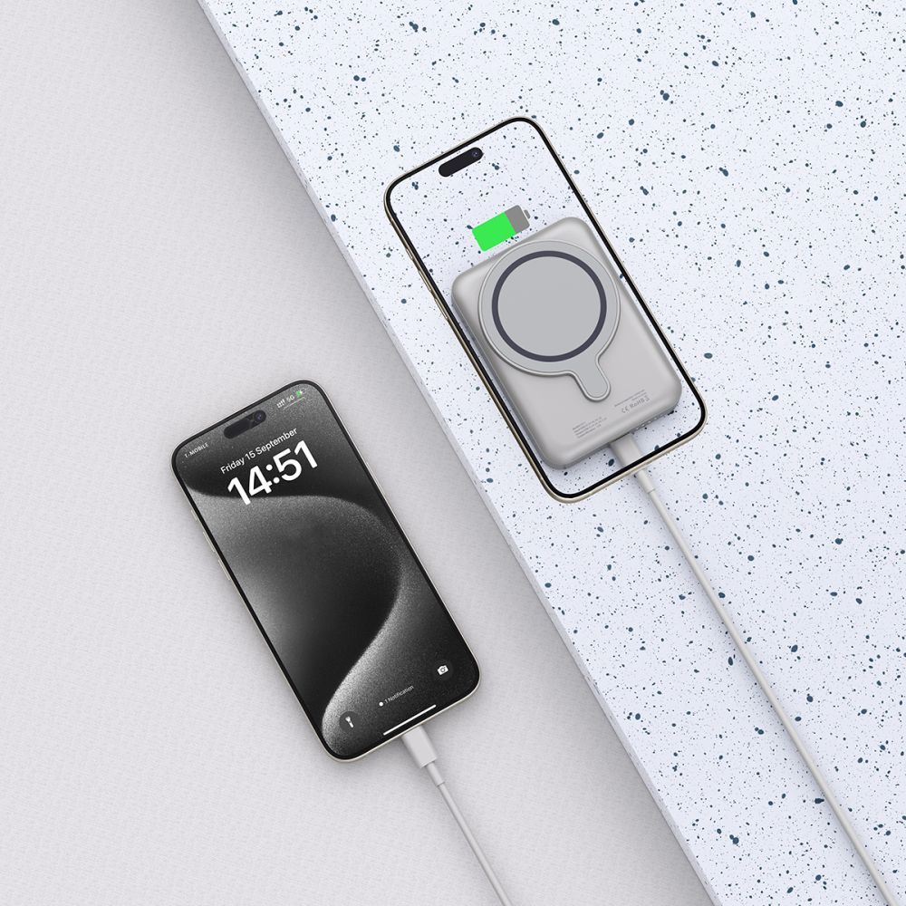 Baterie Externa Wireless Tech-Protect PB11 LifeMag, 10000mAh, 15W, PD + FQI, 1 x QI - 1 x USB-C, Gri, Resigilata