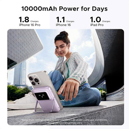 Baterie Externa Wireless UGREEN PB764 Uno, 10000mAh, 20W, PD + FQI, 1 x QI - 1 x USB-C, Gri