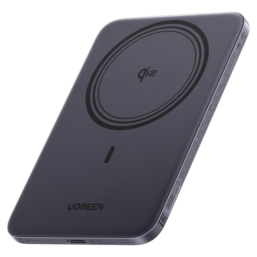 Baterie Externa Wireless UGREEN PB580 (75984B), 5000mAh, 15W, PD + FQI, 1 x QI - 1 x USB-C, Gri