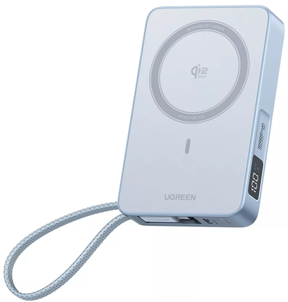 Baterie Externa Wireless UGREEN MagFlow PB773, 10000mAh, 25W, PD + FQI, 1 x QI - 2 x USB-C, Albastra