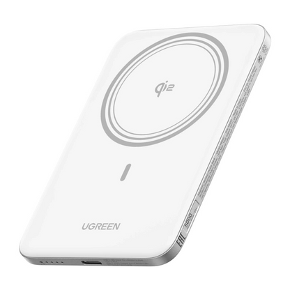 Baterie Externa Wireless UGREEN PB580 (95931B), 5000mAh, 20W, PD + FQI, 1 x QI - 1 x USB-C, Alba