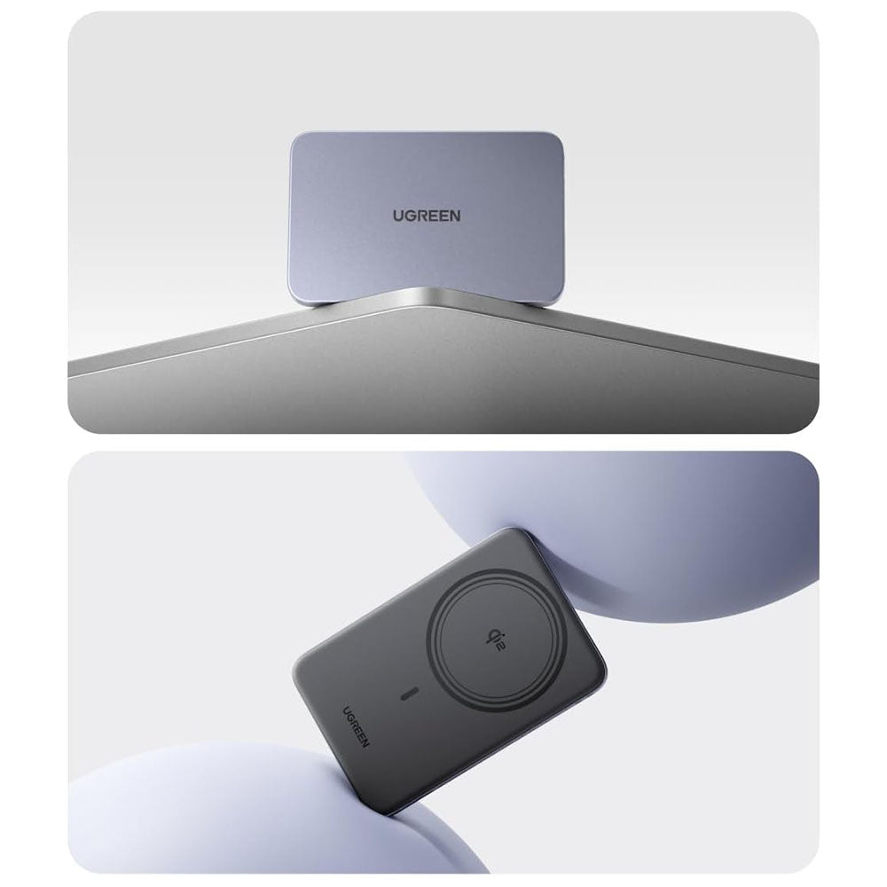 Baterie Externa Wireless UGREEN PB580 (75984B), 5000mAh, 15W, PD + FQI, 1 x QI - 1 x USB-C, Gri