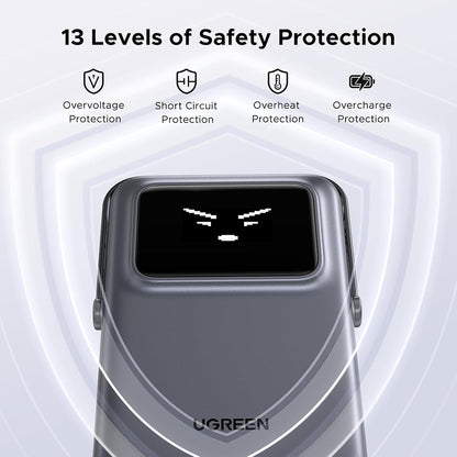 Baterie Externa Wireless UGREEN PB764 Uno, 10000mAh, 20W, PD + FQI, 1 x QI - 1 x USB-C, Gri