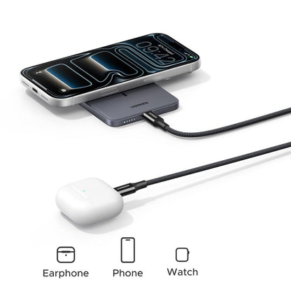 Baterie Externa Wireless UGREEN PB580 (75984B), 5000mAh, 15W, PD + FQI, 1 x QI - 1 x USB-C, Gri