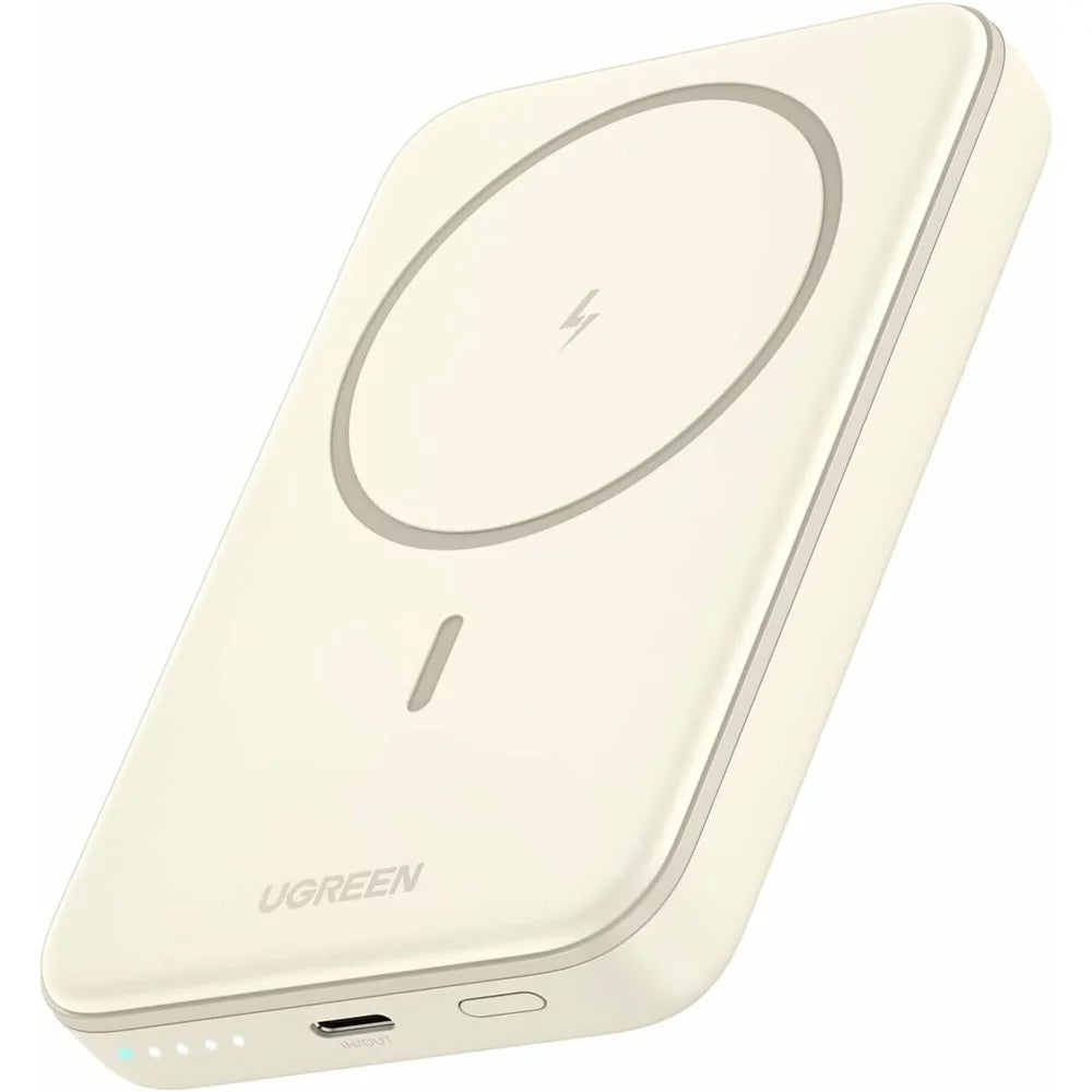 Baterie Externa Wireless UGREEN PB561, 10000mAh, 20W, PD + FQI, 1 x QI - 1 x USB-C, Bej