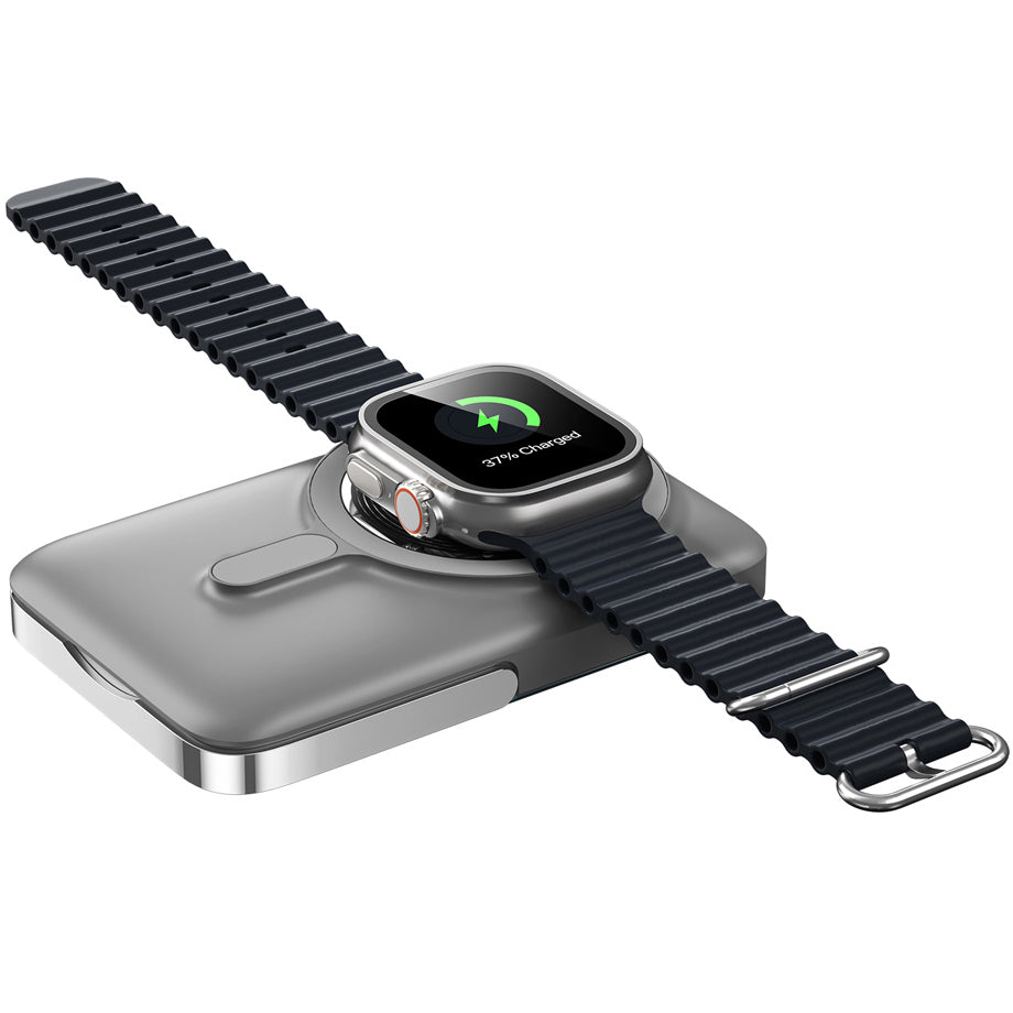 Baterie Externa Wireless WiWu Wi-P018, 10000mAh, 20W, PD + FQI, 1 x QI - 1 x USB-C, Gri