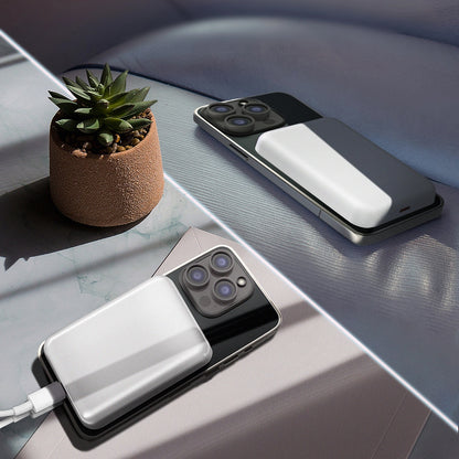Baterie Externa Wireless WZK WRW349YWS, 10000mAh, 20W, PD + FQI, 1 x QI - 1 x USB-C, Alba