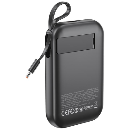 Baterie Externa Wireless XO Design PR270, 10000mAh, 22.5W, QC + PD + QI, 1 x QI - 1 x USB-A - 1 x USB-C, Neagra