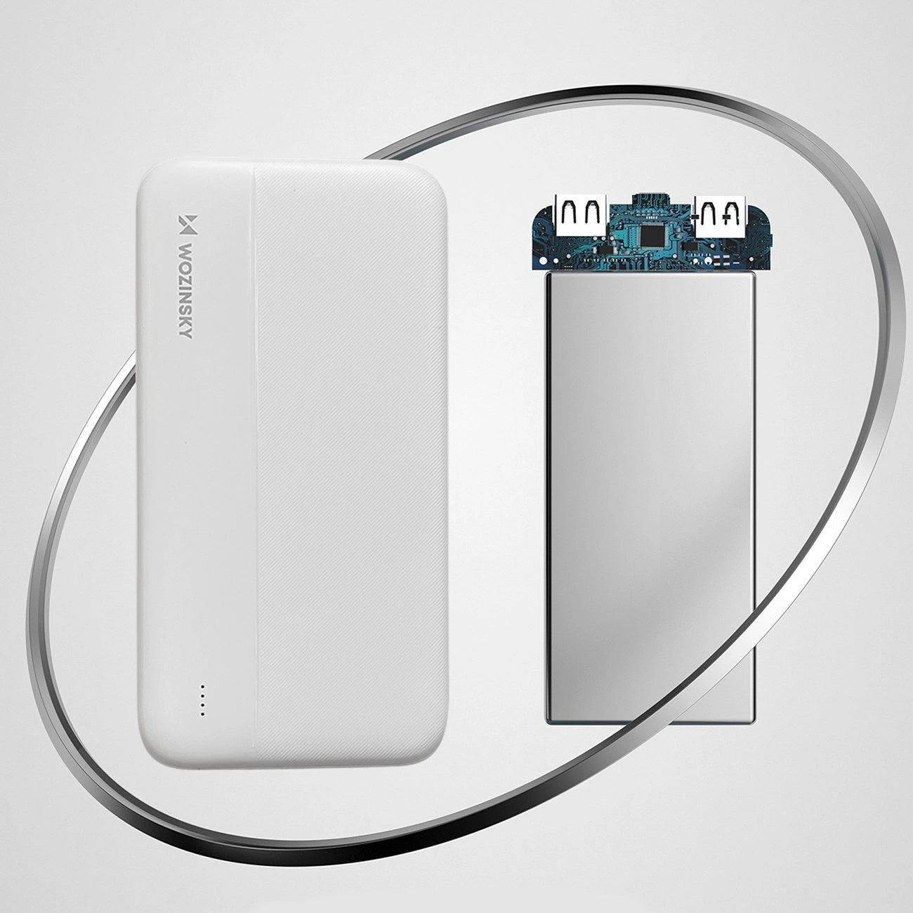 Baterie Externa WZK WPBWE1, 10000mAh, 10W, 2 x USB-A, Alba