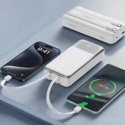 Baterie Externa XO Design PR249, 20000mAh, 22.5W, QC + PD, 1 x Lightning - 1 x USB-A - 2 x USB-C, Alba