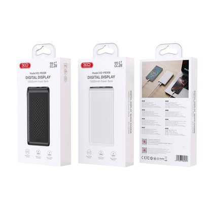 Baterie Externa XO Design PB308, 10000mAh, 22.5W, QC + PD, 1 x USB-A - 1 x USB-C, Neagra