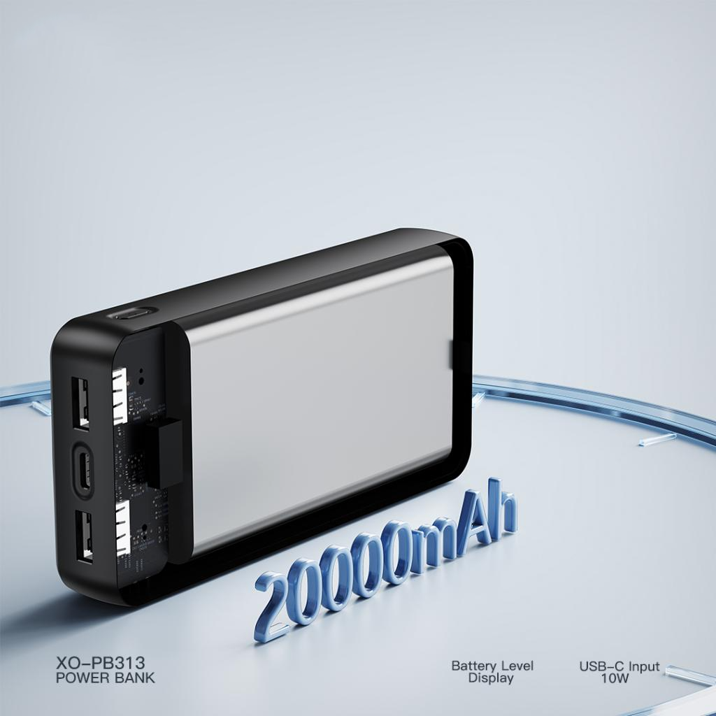Baterie Externa XO Design PB313, 20000mAh, 10W, 2 x USB-A, Neagra