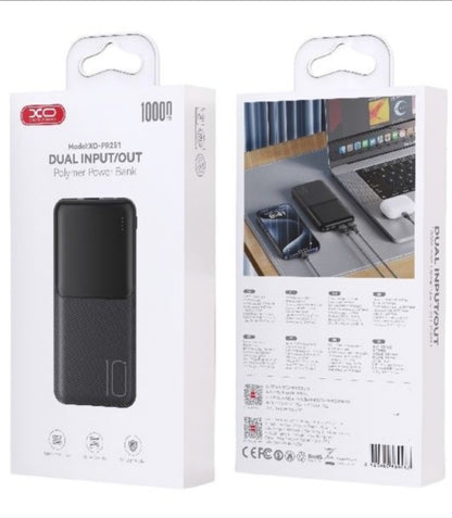 Baterie Externa XO Design PR251, 10000mAh, 10W, 2 x USB-A, Neagra