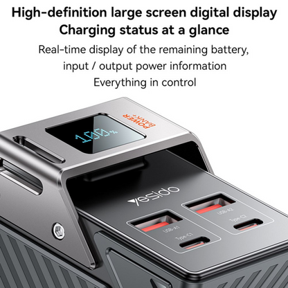 Baterie Externa Yesido YP62, 30000mAh, 22.5W, QC + PD, 2 x USB-A - 2 x USB-C, Neagra