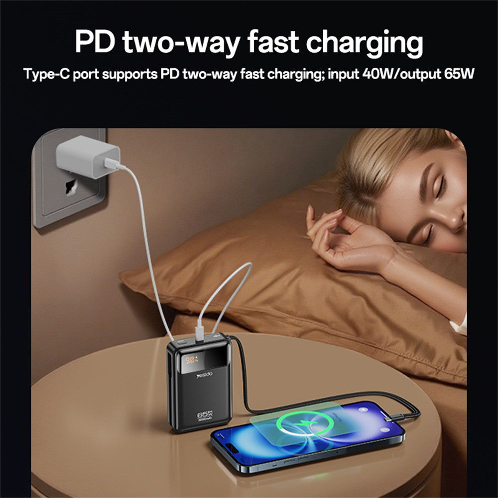 Baterie Externa Yesido YP97, 20000mAh, 65W, PD, 2 x USB-C, Gri