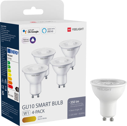 Bec LED Yeelight W1, Wi-Fi, GU10, 4.8W, 2700K, 350lm, Set 4 bucati YLDP004