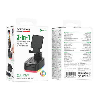 Boxa Bluetooth Borofone BR200 Marea 2in1, 5W, TWS, RGB, Neagra