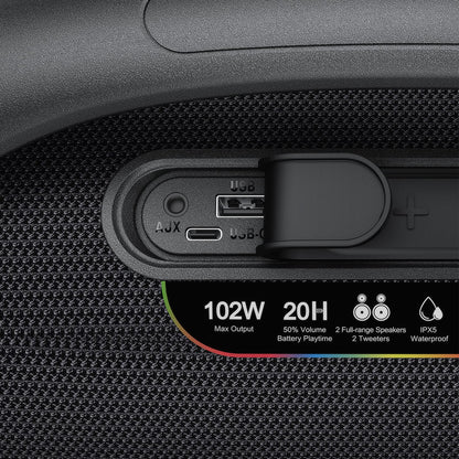 Boxa Portabila Bluetooth Acefast K11 Pro, 102W, RGB, TWS, Waterproof, Neagra