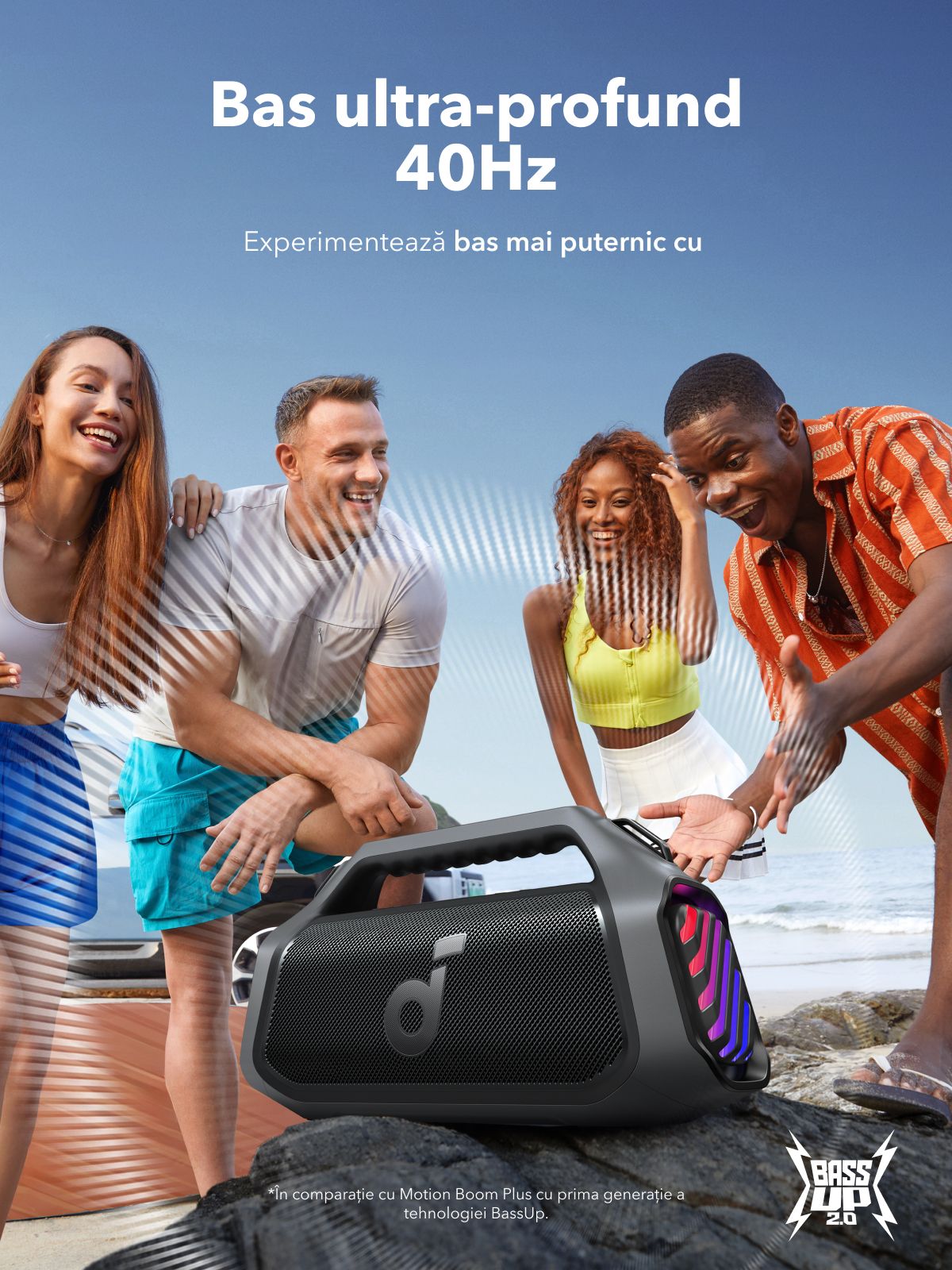 Boxa Portabila Bluetooth Anker SoundCore Boom 2 Plus New Version, 140W, TWS, RGB, Waterproof, Neagra A3134012
