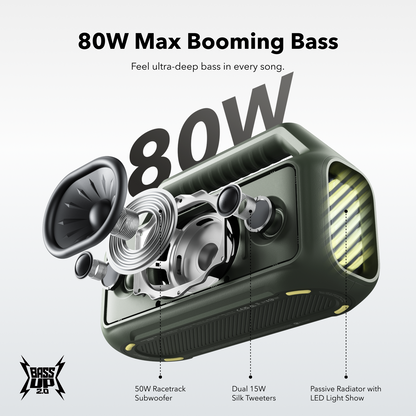 Boxa Portabila Bluetooth Anker SoundCore Boom 2 New Version, 80W, TWS, RGB, Waterproof, Albastra A3138032