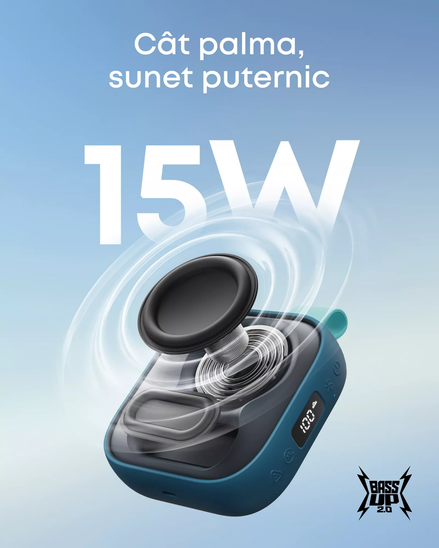 Boxa Portabila Bluetooth Anker SoundCore Boom Go 3i, 15W, TWS, RGB, Waterproof, Albastra, Resigilata D5103030