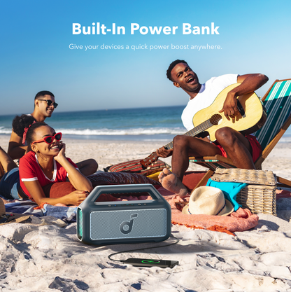 Boxa Portabila Bluetooth Anker SoundCore Boom 2 New Version, 80W, TWS, RGB, Waterproof, Albastra A3138032