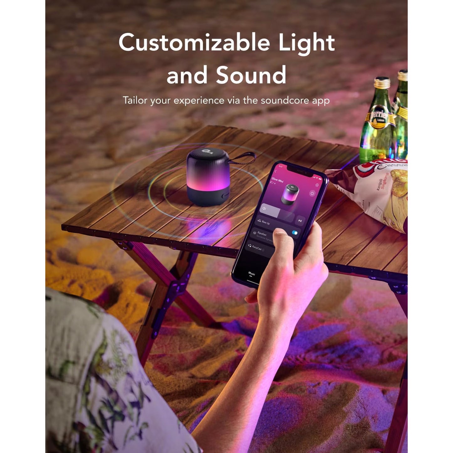 Boxa Portabila Bluetooth Anker SoundCore Glow Mini, 8W, RGB, Waterproof, Neagra A3136G11