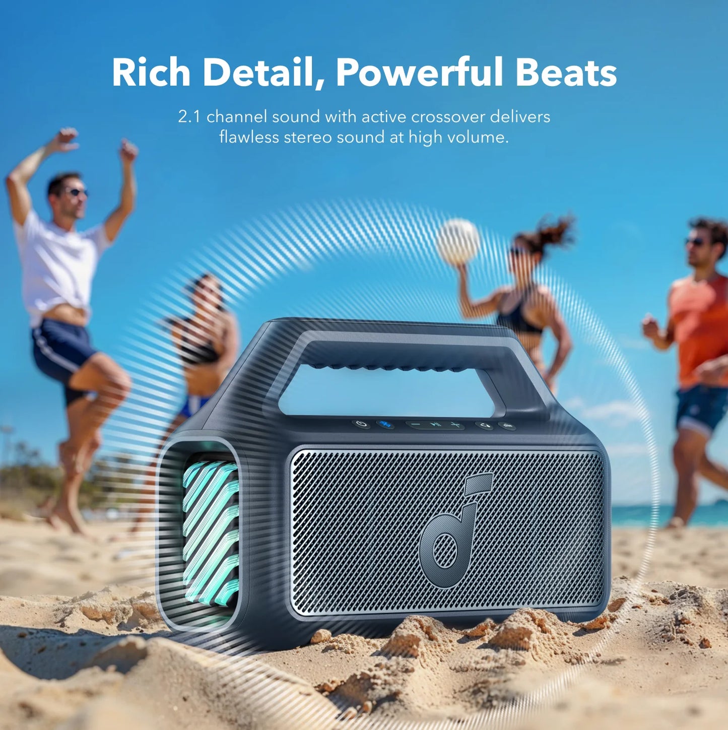 Boxa Portabila Bluetooth Anker SoundCore Boom 2, 80W, TWS, RGB, Waterproof, Albastra A3138031