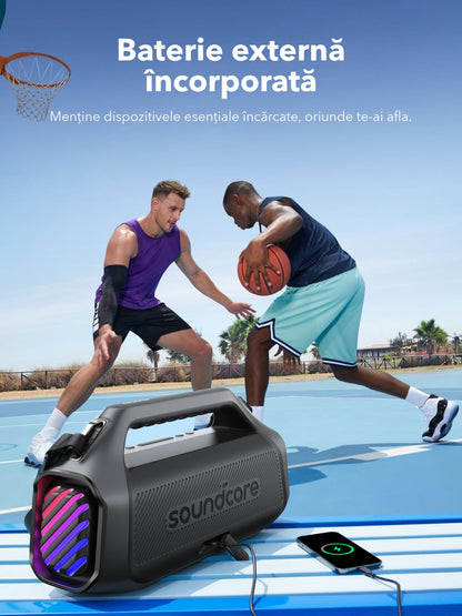 Boxa Portabila Bluetooth Anker SoundCore Boom 2 Plus New Version, 140W, TWS, RGB, Waterproof, Neagra A3134012