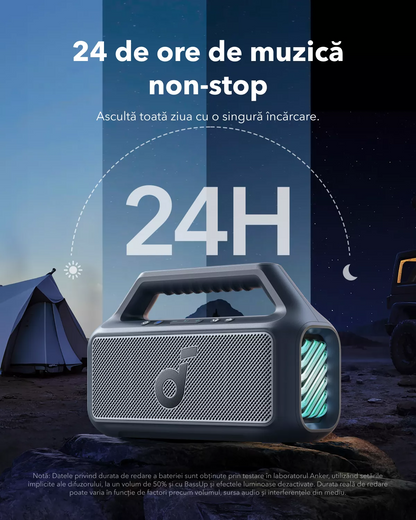 Boxa Portabila Bluetooth Anker SoundCore Boom 2 New Version, 80W, TWS, RGB, Waterproof, Neagra A3138012