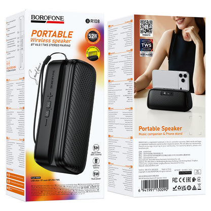 Boxa Portabila Bluetooth Borofone BR108 Serenjoy, 5W, TWS, Neagra