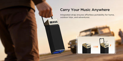 Boxa Portabila Bluetooth Bugani Brief TT, 60W, RGB, Waterproof, Neagra Aurie