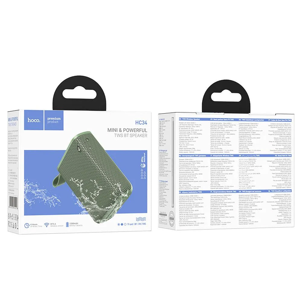 Boxa Portabila Bluetooth HOCO HC34, 5W, TWS, Waterproof, Verde
