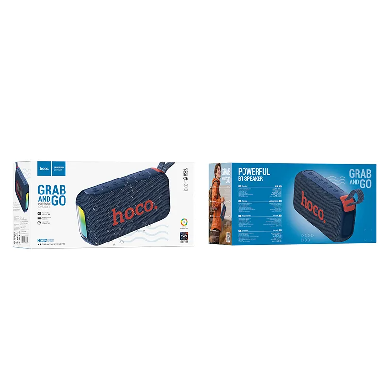 Boxa Portabila Bluetooth HOCO HC32, 2 x 10W, TWS, RGB, Bleumarin