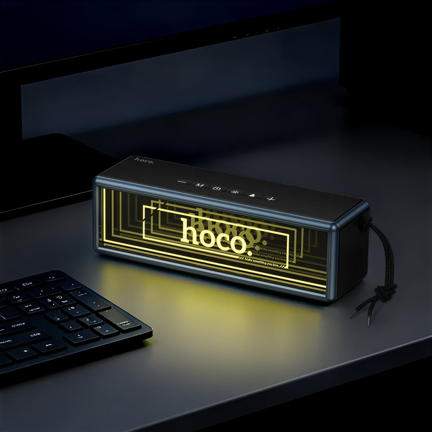 Boxa Portabila Bluetooth HOCO HC40, 2 x 10W, TWS, RGB, Neagra