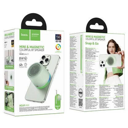 Boxa Portabila Bluetooth HOCO HC49 Mini Magnetic, 8W, TWS, Verde