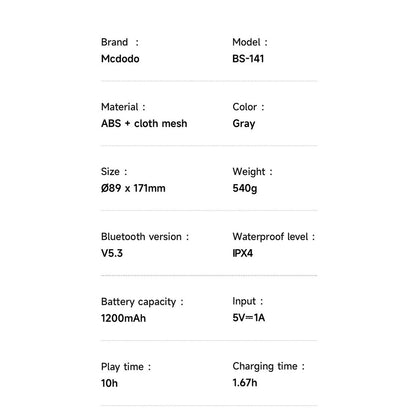 Boxa Portabila Bluetooth McDodo BS-1410, 2 x 5W, RGB, Waterproof, Neagra
