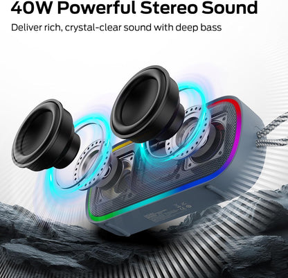 Boxa Portabila Bluetooth Monster S150 Plus, 40W, TWS, RGB, Waterproof, Crem Deschis