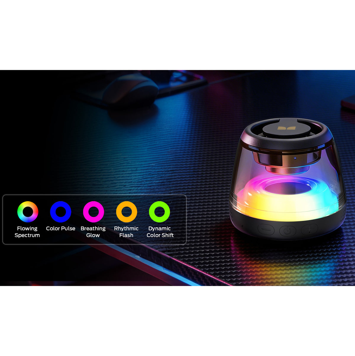 Boxa Portabila Bluetooth Monster Mag Flux, 5W, TWS, RGB, Neagra