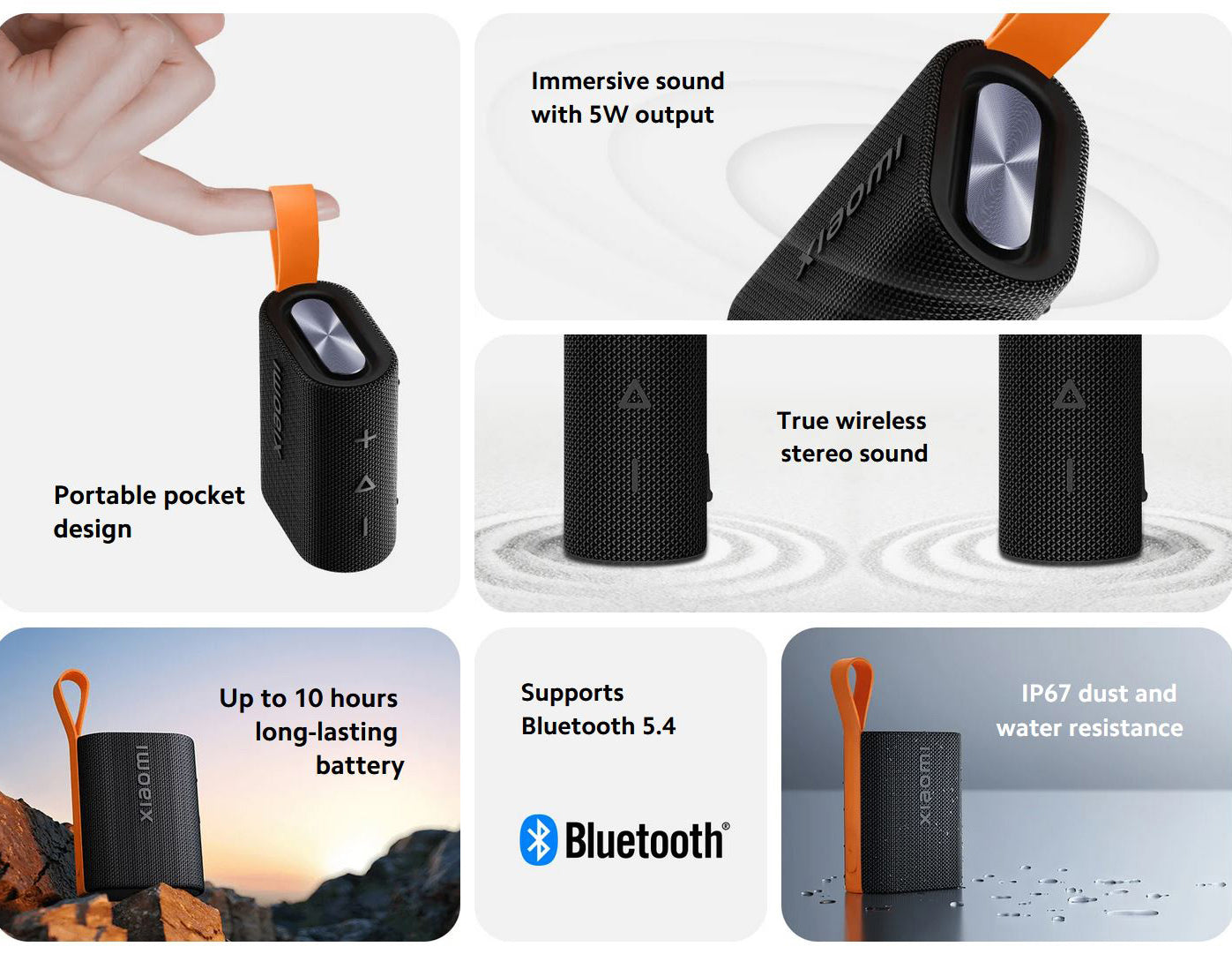 Boxa Portabila Bluetooth Xiaomi Sound Pocket, 5W, Waterproof, Neagra QBH4269GL