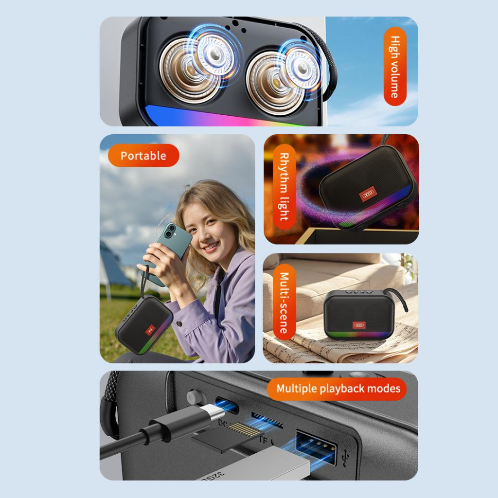 Boxa Portabila Bluetooth XO Design F66, 5W, RGB, Neagra
