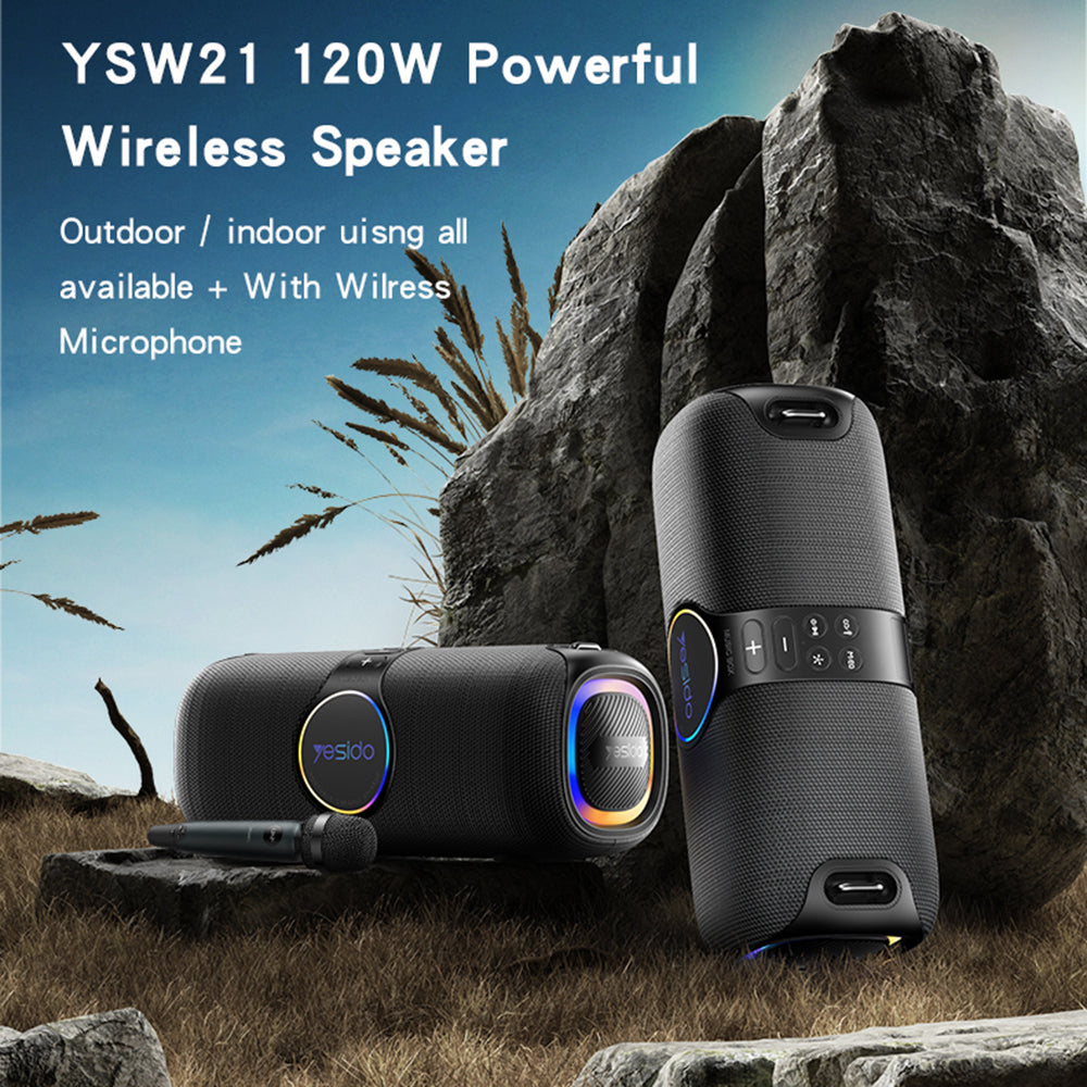Boxa Bluetooth Yesido YSW21 Karaoke, 120W, RGB, Waterproof, Neagra